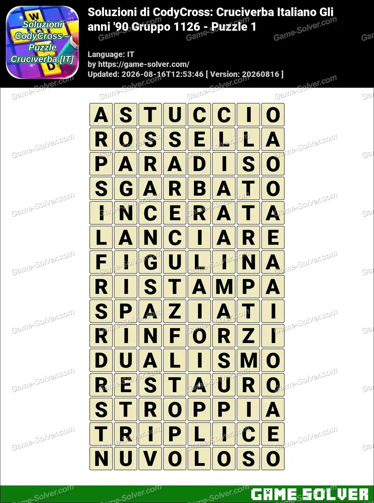 Soluzioni di CodyCross: Cruciverba Italiano Gli anni ’90 Gruppo 1126 – Puzzle 1